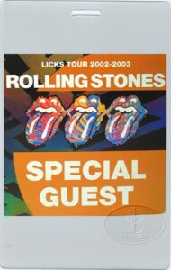 rolling stones 2002-2003 licks laminated backstage pass