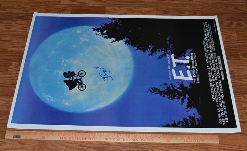 Signed STEVEN SPIELBERG AUTOGRAPH on E.T. vintage POSTER, COA, UACC, original 27 x 40 1 sheet