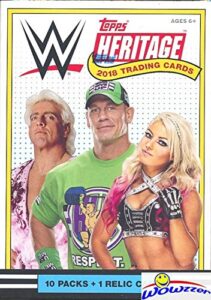 2018 topps wwe heritage wrestling exclusive factory sealed retail box with relic card! look for cards & autographs of wwe superstars sting, aj styles, triple h, jon cena the undertaker & more! wowzzer