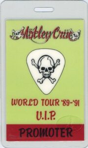 motley crue 1989 laminated backstage pass vip promoter