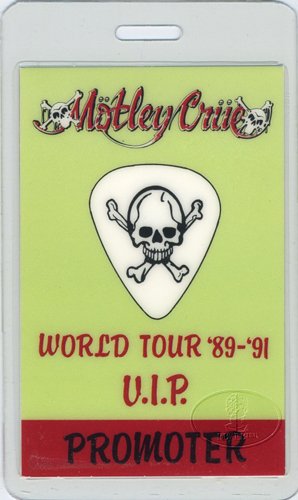 Motley Crue 1989 Laminated Backstage Pass VIP Promoter