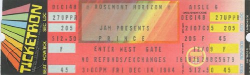 Prince 1984 Purple Rain Unused Concert Ticket 12/14 Rosemont Horizon Chicago
