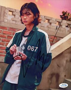 hoyeon jung”squid game” autograph signed ‘kang sae-byeok’ 8×10 photo acoa