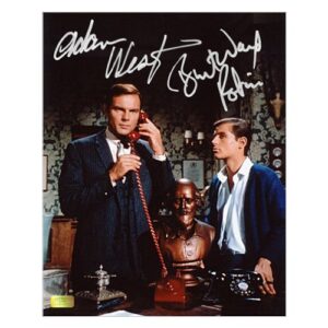 adam west and burt ward autographed 8×10 1960’s batman tv series batphone photo