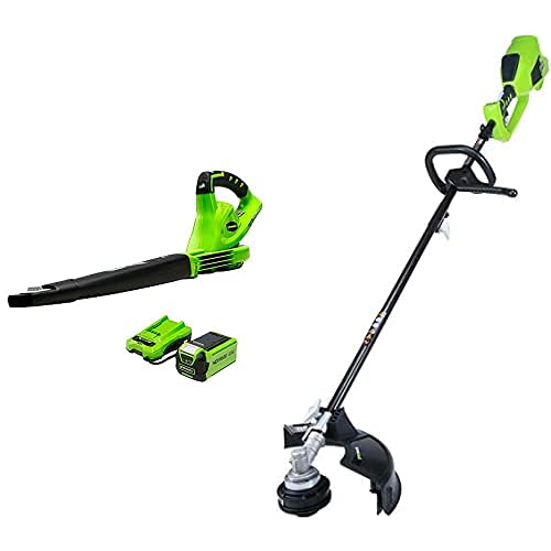 Greenworks 40V Leaf Blower and String Trimmer Combo Kit,2.0Ah Battery and Charger Included