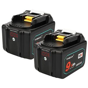 tenmoer 18v 9.0ah bl1890 replacement battery compatible with makita 18v bl1830b bl1860b cordless drill with led screen display,2-pack