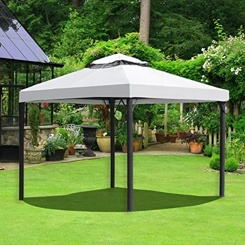 Sunshine Outdoor Replacement Gazebo Canopy Top 10'x10' - Fit for The Gazebo with Slot - Waterproof Canvas Gazebo -Cream(Canopy Top Only)