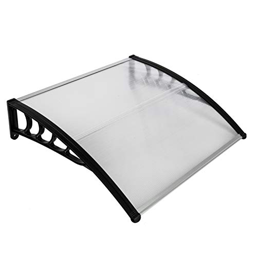 Window Awning Door Canopy, Outdoor Polycarbonate Cover Outdoor Front Door Patio Canopy UV Rain Snow Sunlight Protection (40" x 40", White Canopy/Black Bracket)