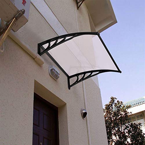 Window Awning Door Canopy, Outdoor Polycarbonate Cover Outdoor Front Door Patio Canopy UV Rain Snow Sunlight Protection (40" x 40", White Canopy/Black Bracket)