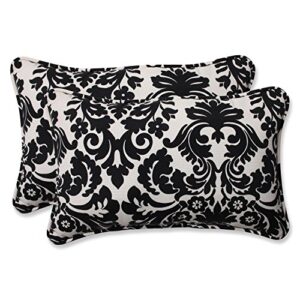 pillow perfect outdoor/indoor essence onyx lumbar pillows, 11.5″ x 18.5″, black, 2 count