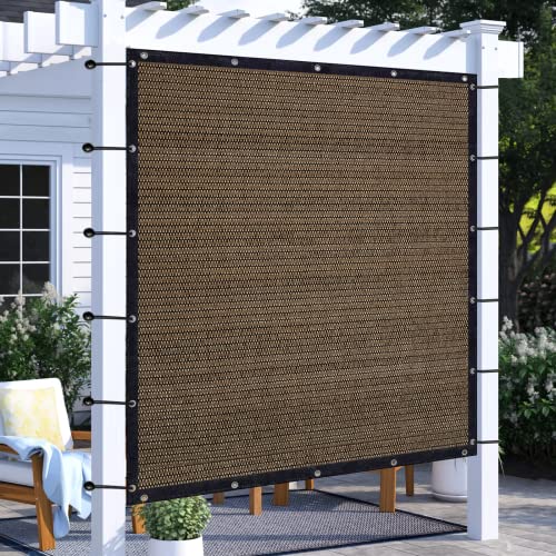 Amagenix Sun Shade Cloth Privacy Screen with Grommets 90% Sunblock Shade, Pergola Replacement Shade Cover Canopy for Outdoor Patio Garden ,10' x 12', Mocha