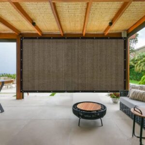 Amagenix Sun Shade Cloth Privacy Screen with Grommets 90% Sunblock Shade, Pergola Replacement Shade Cover Canopy for Outdoor Patio Garden ,10' x 12', Mocha