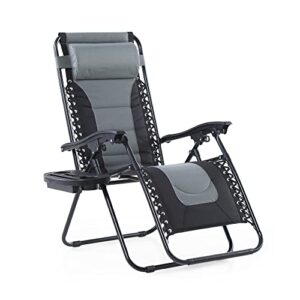 sophia & willliam padded zero gravity chair recliner lounge chair with free cup holder (grey)
