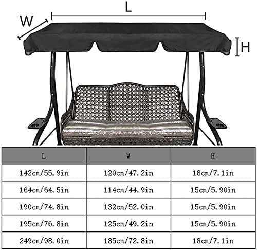 GBEN Replacement Porch Patio Swing Top Cover Canopy Outdoor Replaceable Swing Canopy Cloth Waterproof Swing Ceiling Replacement Cover for Outdoor 22.6.21 (Color : Beige, Size : 249x185x18cm/98x73x7)