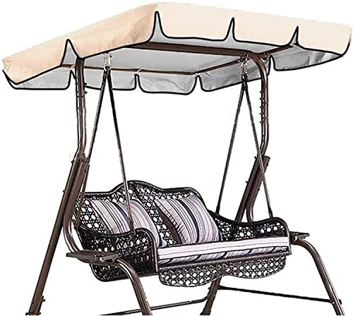 GBEN Replacement Porch Patio Swing Top Cover Canopy Outdoor Replaceable Swing Canopy Cloth Waterproof Swing Ceiling Replacement Cover for Outdoor 22.6.21 (Color : Beige, Size : 249x185x18cm/98x73x7)