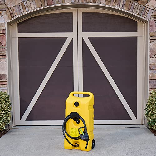 Scepter Flo N' Go Duramax 14 Gallon Portable Diesel Gas Fuel Tank Container Caddy with LE Fluid Transfer Siphon Pump and 10-Foot Long Hose, Yellow