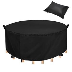 harita patio furniture covers waterproof, 75″ dia x 28″ h outdoor table chair set covers round, resistant for rain snow dust anti-uv windproof, black