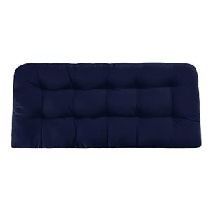LOVTEX Tufted Bench Cushions for Outdoor Furniture Waterproof, 44 x 19 inches Patio Swing Cushions Navy - Overstuffed Indoor/Outdoor Loveseat Cushions with Round Corner