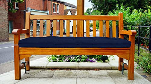 LOVTEX Tufted Bench Cushions for Outdoor Furniture Waterproof, 44 x 19 inches Patio Swing Cushions Navy - Overstuffed Indoor/Outdoor Loveseat Cushions with Round Corner