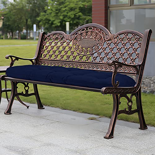 LOVTEX Tufted Bench Cushions for Outdoor Furniture Waterproof, 44 x 19 inches Patio Swing Cushions Navy - Overstuffed Indoor/Outdoor Loveseat Cushions with Round Corner