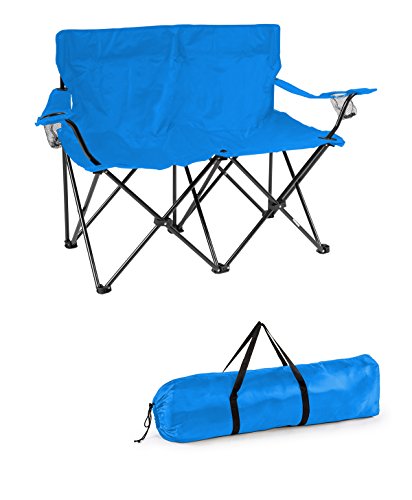 Trademark Innovations Loveseat Style Double Camp Chair, 40" L x 22" W x 31.5" H, Blue