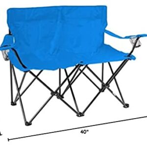 Trademark Innovations Loveseat Style Double Camp Chair, 40" L x 22" W x 31.5" H, Blue