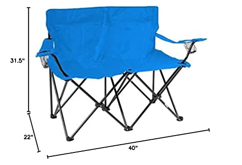 Trademark Innovations Loveseat Style Double Camp Chair, 40" L x 22" W x 31.5" H, Blue