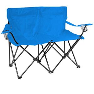 Trademark Innovations Loveseat Style Double Camp Chair, 40" L x 22" W x 31.5" H, Blue