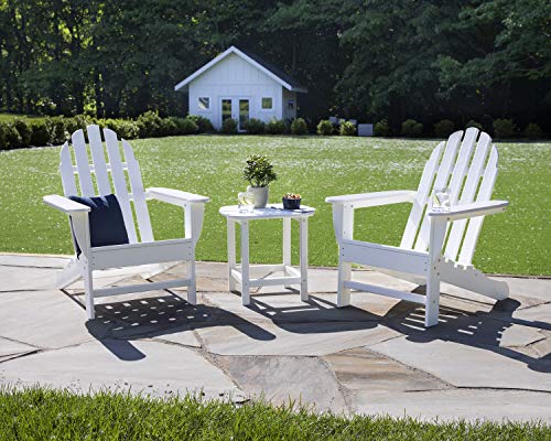 POLYWOOD PWS417-1-GY Classic 3-Piece Chair Side Table Adirondack Seating Set, Slate Grey