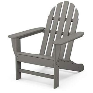 POLYWOOD PWS417-1-GY Classic 3-Piece Chair Side Table Adirondack Seating Set, Slate Grey