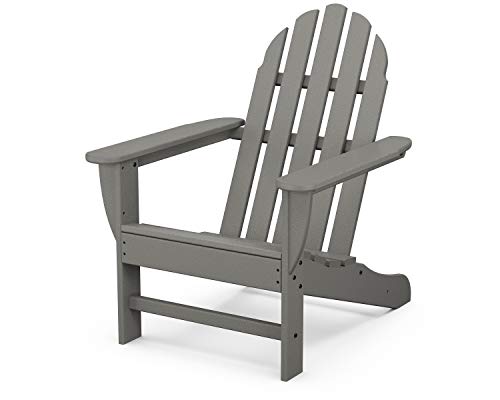 POLYWOOD PWS417-1-GY Classic 3-Piece Chair Side Table Adirondack Seating Set, Slate Grey