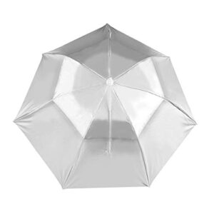 hunter’s tail uv umbrella hat, with umbrella fishing gardening tri-folded umbrella one ventilate canopy 91cm, bright silver