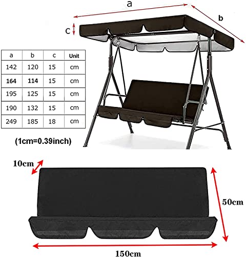 Waterproof Swing Ceiling Cover Swing Cover Garden Courtyard Anti-ash and Anti-Falling Sunshade Cover 210D Garden Protective Cover for 2/3-Seater-Swing 22.6.13