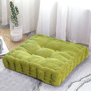 square floor pillow thick cushion meditation pillows for adults & kids bedroom balcony car office patio sofa reading nooks large outdoor indoor tatami chair seat cushion 20″×20″ green