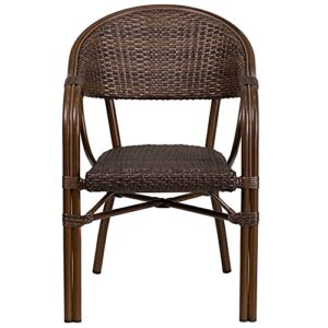 Flash Furniture Milano Series Cocoa Rattan Restaurant Patio Chair with Bamboo-Aluminum Frame