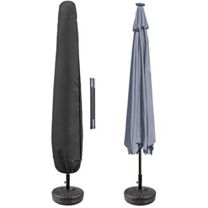 STEECA Patio Waterproof Umbrella Cover - Outdoor Market Parasol Cover with Zipper Fits Umbrella Up to 12 Feet, Black