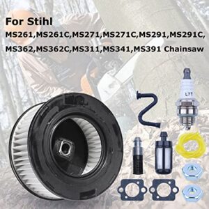 Mtanlo Air Fuel Filter HD2 for Stihl MS261 MS271 MS291 MS311 MS341 MS391 MS261C MS271C MS362C Chainsaw Maintenance Tune Up Hi-Flow Pleated Cleaner Service Kit 1141 120 1604