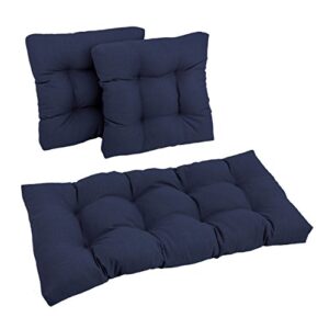 blazing needles indoor/outdoor tufted settee cushion set, azul 3 count