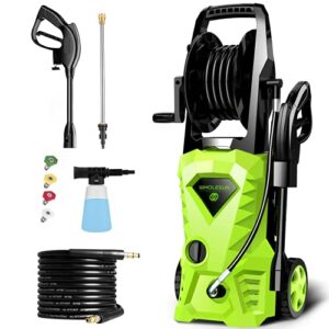 wholesun ws 3000 electric pressure washer, 1.58gpm 1600w high power washer machine with spray gun & 4 nozzles for cars, homes, driveways, patios(green)