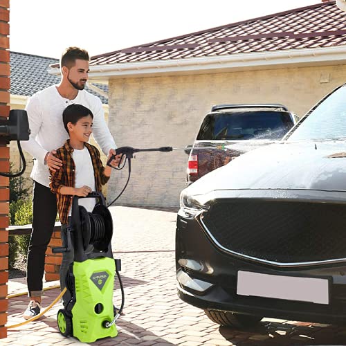 WHOLESUN WS 3000 Electric Pressure Washer, 1.58GPM 1600W High Power Washer Machine with Spray Gun & 4 Nozzles for Cars, Homes, Driveways, Patios(Green)