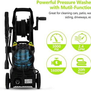 WHOLESUN WS 3000 Electric Pressure Washer, 1.58GPM 1600W High Power Washer Machine with Spray Gun & 4 Nozzles for Cars, Homes, Driveways, Patios(Green)