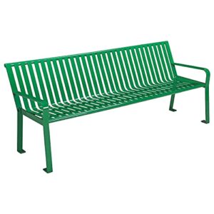global industrial 6′ park bench, steel slat, green