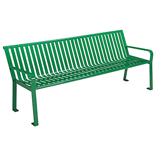 Global Industrial 6' Park Bench, Steel Slat, Green