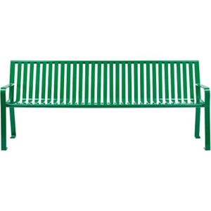 Global Industrial 6' Park Bench, Steel Slat, Green