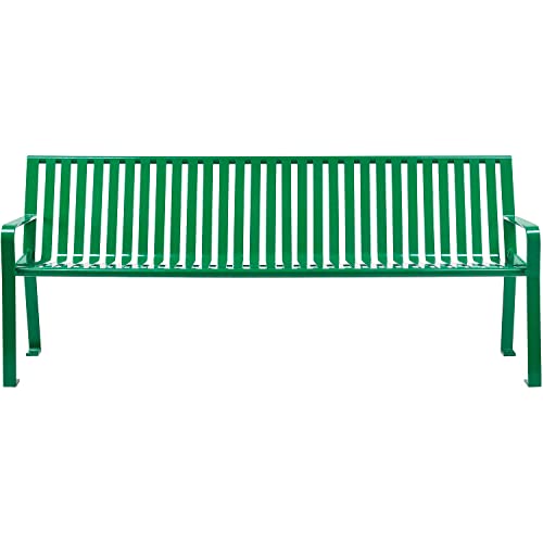 Global Industrial 6' Park Bench, Steel Slat, Green