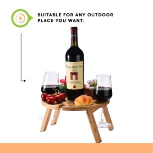 Prosumer's Choice Small Camping Foldable Table for Outdoor - Mini Picnic Table for Beach, Barbecue, Road Trip - Portable Camping Accessories, Wine Rack Collapsible Table