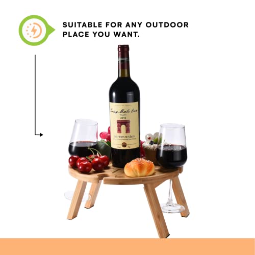 Prosumer's Choice Small Camping Foldable Table for Outdoor - Mini Picnic Table for Beach, Barbecue, Road Trip - Portable Camping Accessories, Wine Rack Collapsible Table