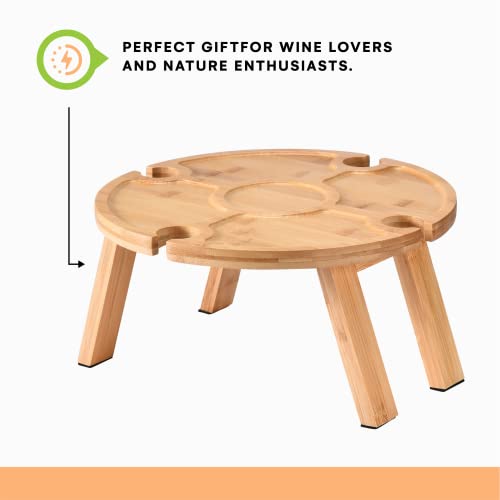 Prosumer's Choice Small Camping Foldable Table for Outdoor - Mini Picnic Table for Beach, Barbecue, Road Trip - Portable Camping Accessories, Wine Rack Collapsible Table