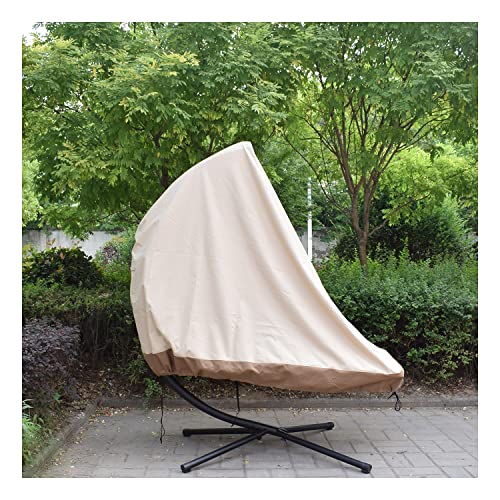 Patio Hanging Chaise Lounge Cover, 600D, Waterproof, Lounge Chair Cover 73 Inch Outdoor Curved Steel Hammock Swing Chair Cover Beige