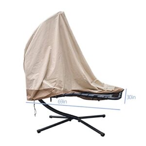 Patio Hanging Chaise Lounge Cover, 600D, Waterproof, Lounge Chair Cover 73 Inch Outdoor Curved Steel Hammock Swing Chair Cover Beige